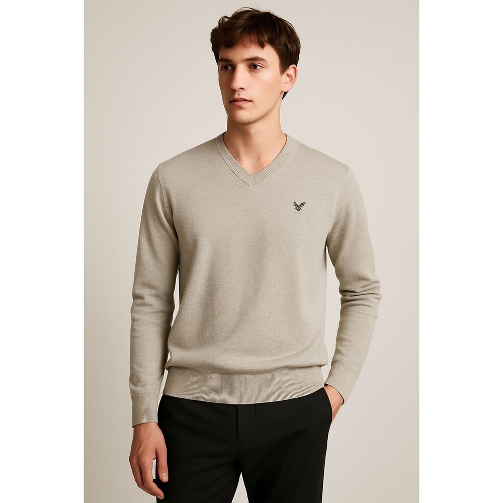 American Eagle Men’s V-Neck Cotton Sweater XL Gray Athletic Fit